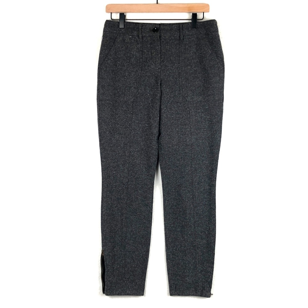 J. CREW Herringbone Tweed Ankle Zip Pants Women's‎ 6 Charcoal Gray Cotton Blend